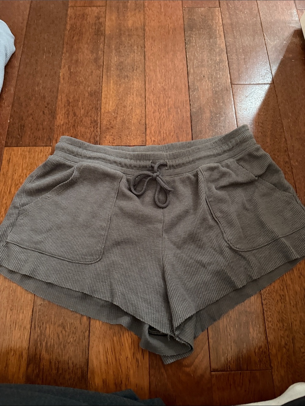 Aeropostale Gray Waffle-Knit Drawstring Shorts